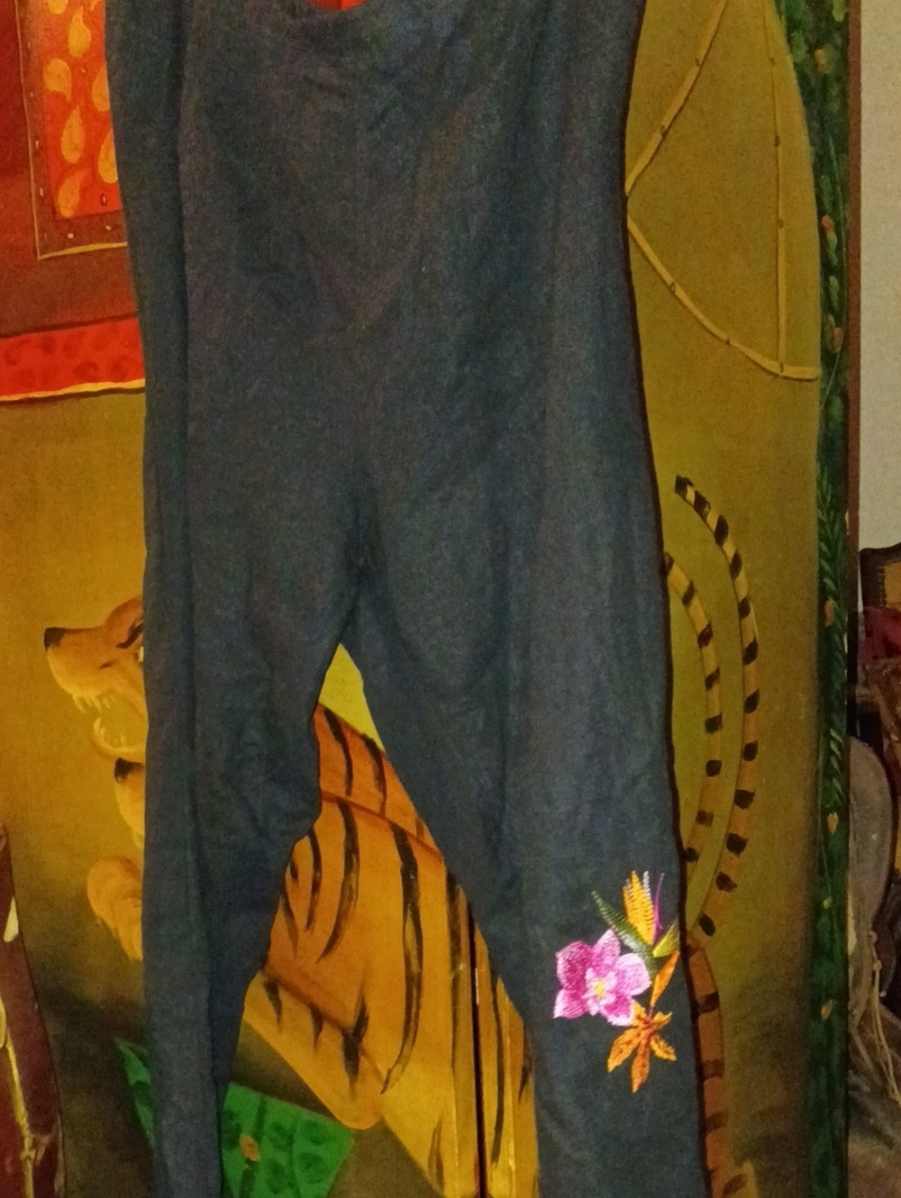 Embroidered Black Capris with Pink Floral Accent